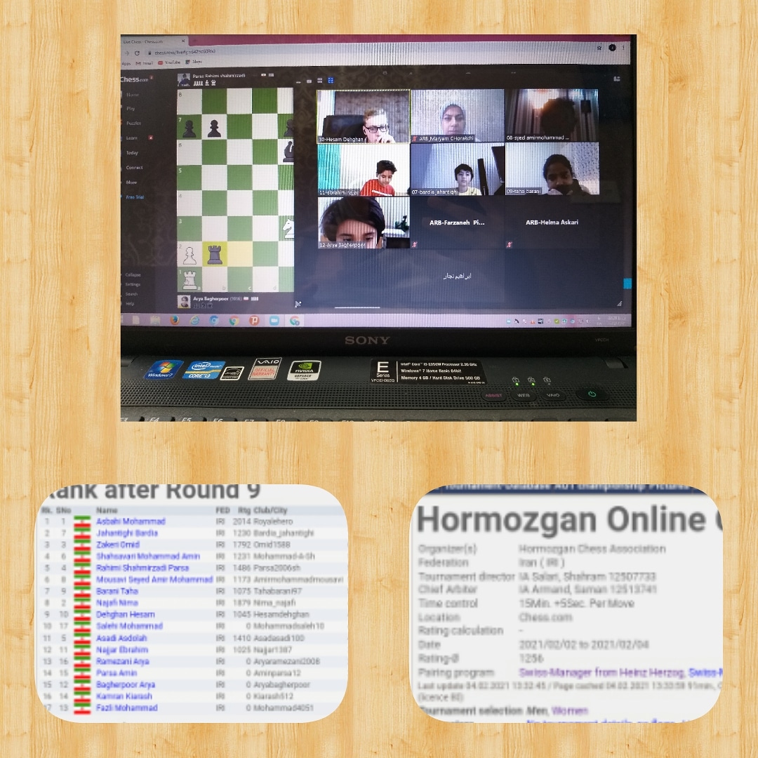 مسابقات قهرمانی شطرنج آنلاین ویژه آقایان در استان هرمزگان 